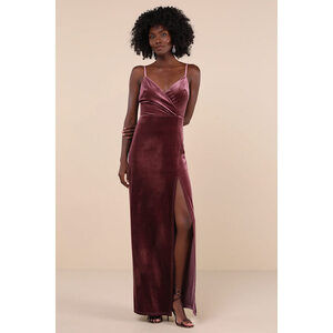 Lulus Graceful Glamour Dusty Purple Velvet Surplice Maxi Dress
